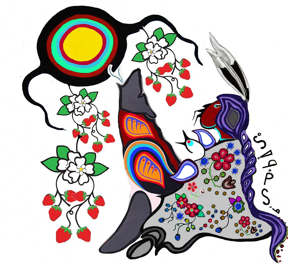 Woodland art by Zhaawano Giizhik titled Heart Berry Moon
