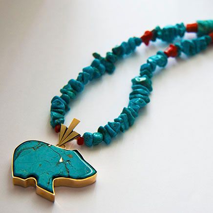 Dream of the spirit Berries Native American inspired bear fetish necklace