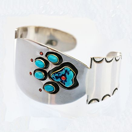 Native American style Wolf footprint cuff bracelet