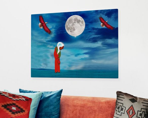 The Meeting canvas print over couch
