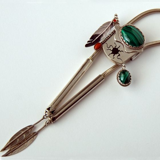  Ojibwe Midewiwin Drum bolo tie handcrafted by Zhaawano Giizhik