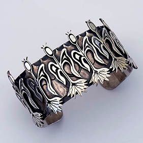 Silver corn plant bracelet