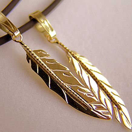 Gold eagle feather pendant