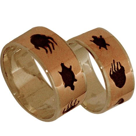 Ojibwe style Bear and Turtle Clan wedding rings
