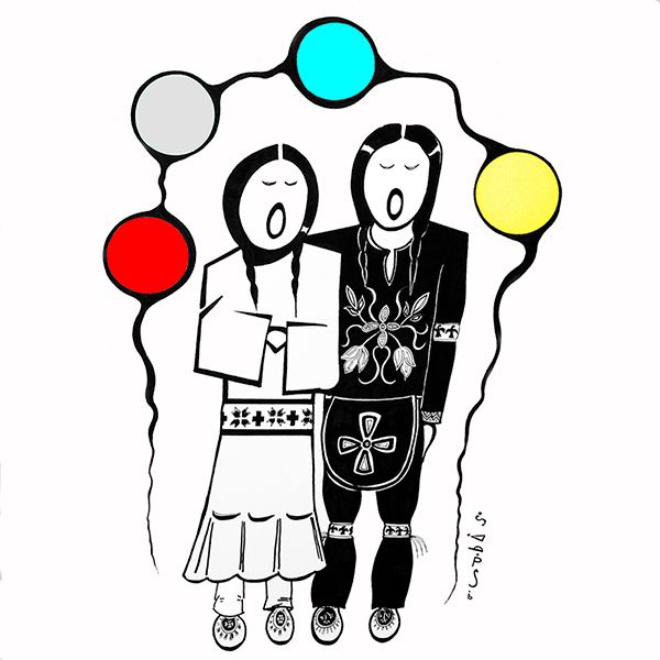 Ojibwe Zhawenindiwag pen and ink drawing