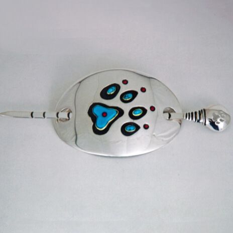 Turtle And Wolf Native American style hair barrette by jeweler Zhaawano