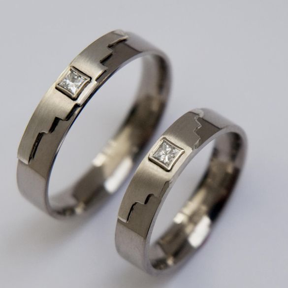 Native American white gold diamond designer wedding rings Thunder Wings