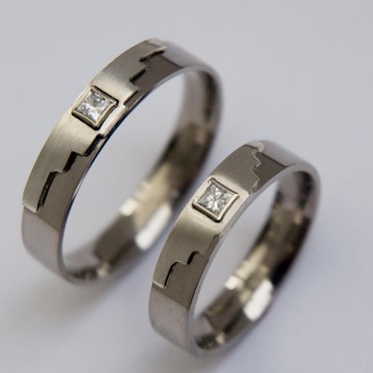 Native American white gold diamond designer wedding rings Thunder Wings