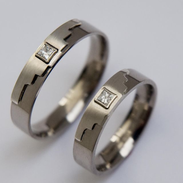 Native American white gold diamond designer wedding rings Thunder Wings