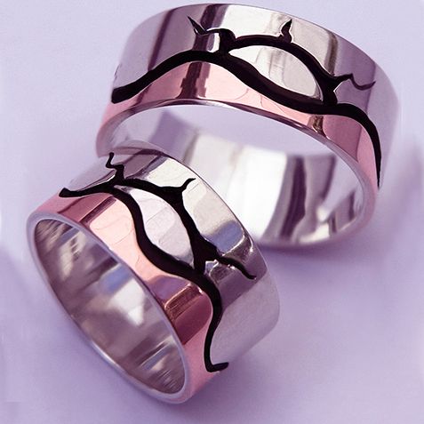 Two-Spirit wedding bands Bangishimo Gichigamiing (Sunset Lake)