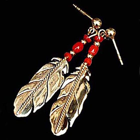 Sky Spirit gold eagle feather earrings
