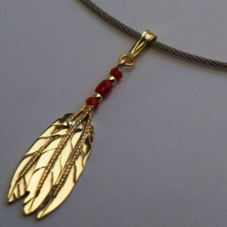 Native American style eagle feather fan pendant
