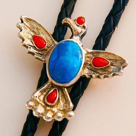 Native American Ojibwe style Hawk bolo tie