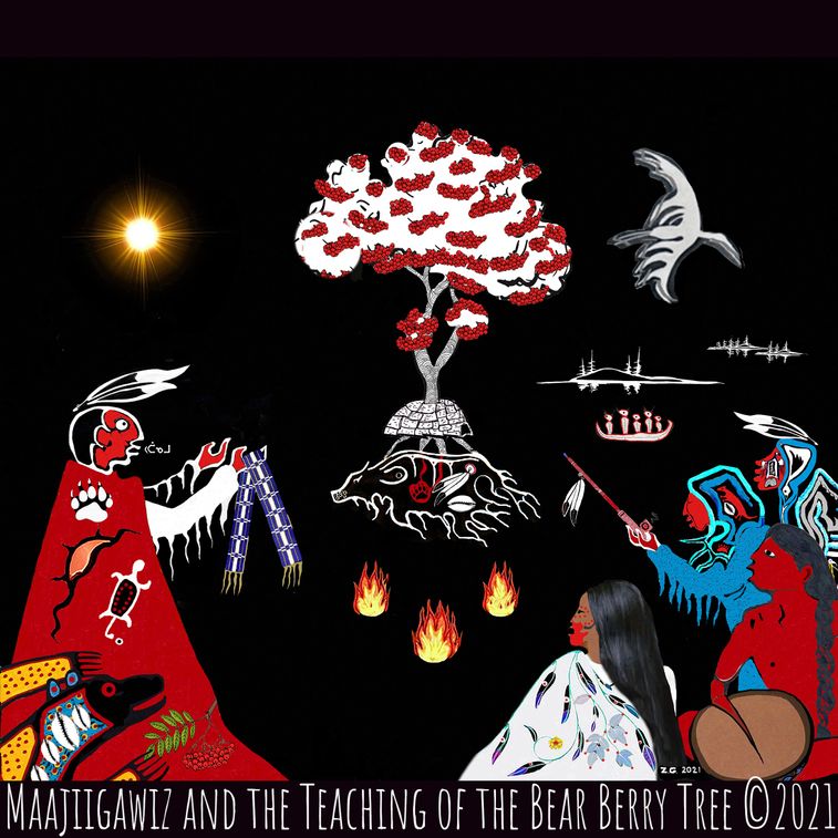 Maajiigawiz and the Teaching of the Bear Berry Tree art print
