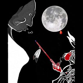 Native Woodland Art print Wenabozho and the Blood Moon