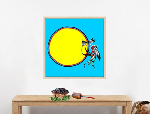 Sun Dancer framed canvas print over table