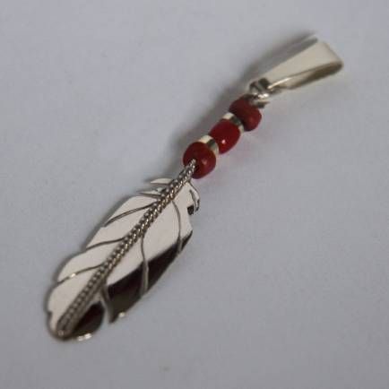 White gold eagle feather pendant