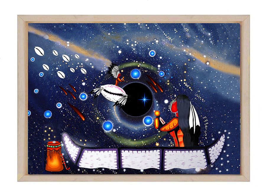 Sees Beyond the Stars Woman framed canvas print 
