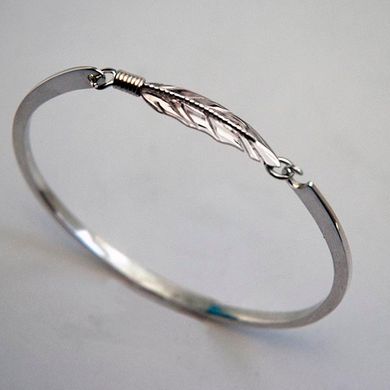 Sterling silver eagle feather bangle
