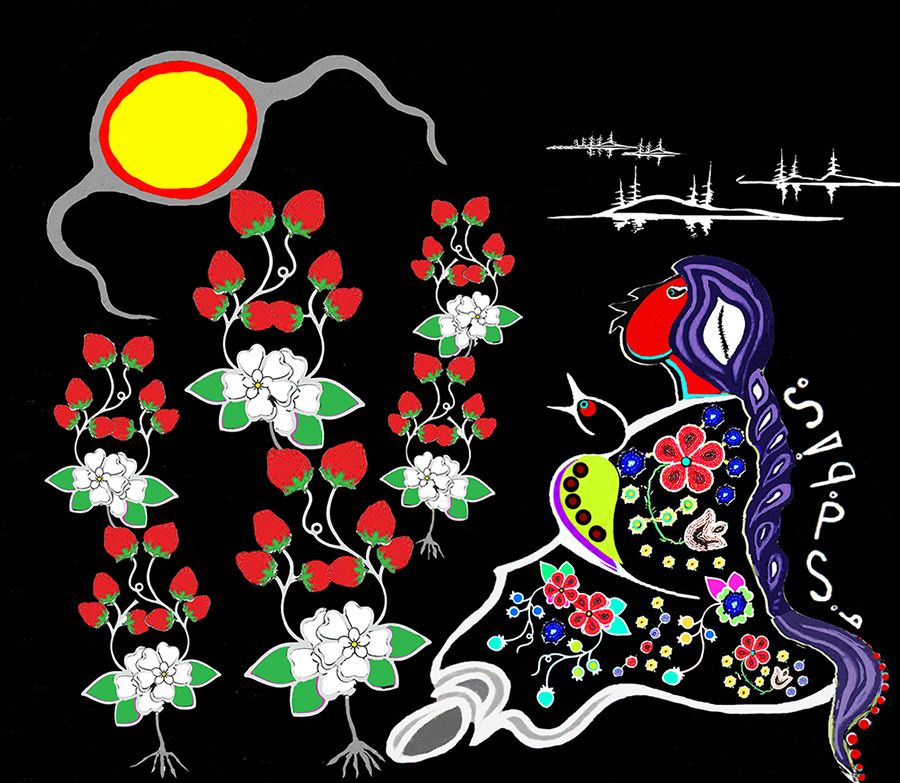 Woodland art print by Zhaawano Giizhik titled Return of Ode'imin
