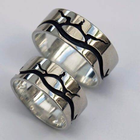 Biboonii-gamiing Ojibwe wedding rings by Zhaawano