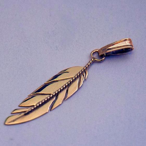 Symbol of Love Native American style eagle feather pendant designed by Zhaawano Giizhik
