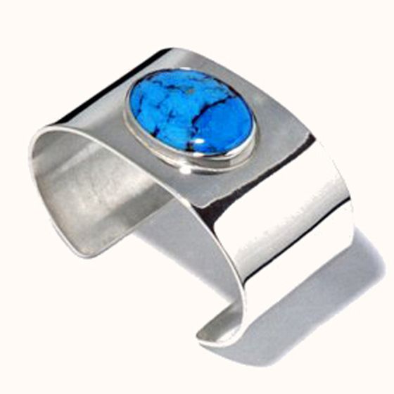 Sterling silver and turquoise designer cuff bracelet