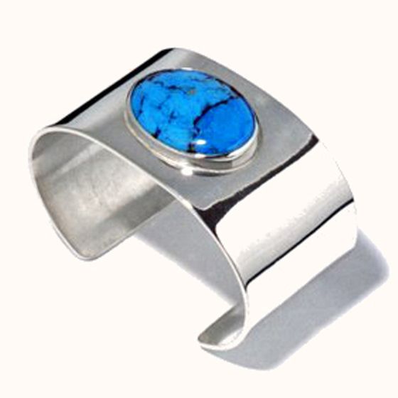 Sterling silver and turquoise designer cuff bracelet