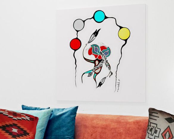 Powwow Dancer canvas print hanging over couch