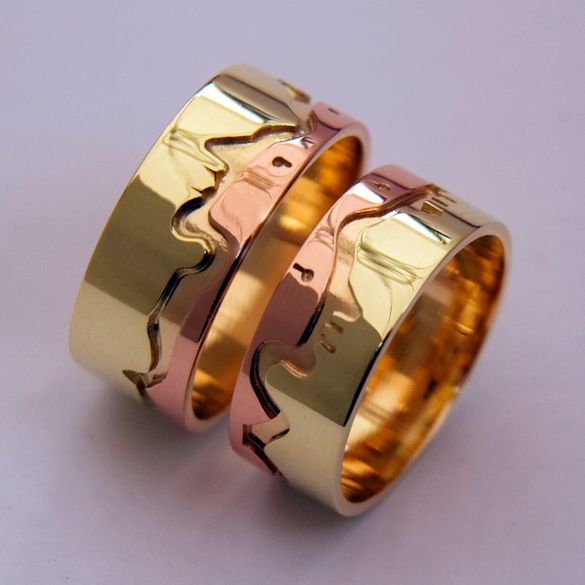 Native American wedding rings based on the seven Ojibwe Midewiwin Grandfather Teachings